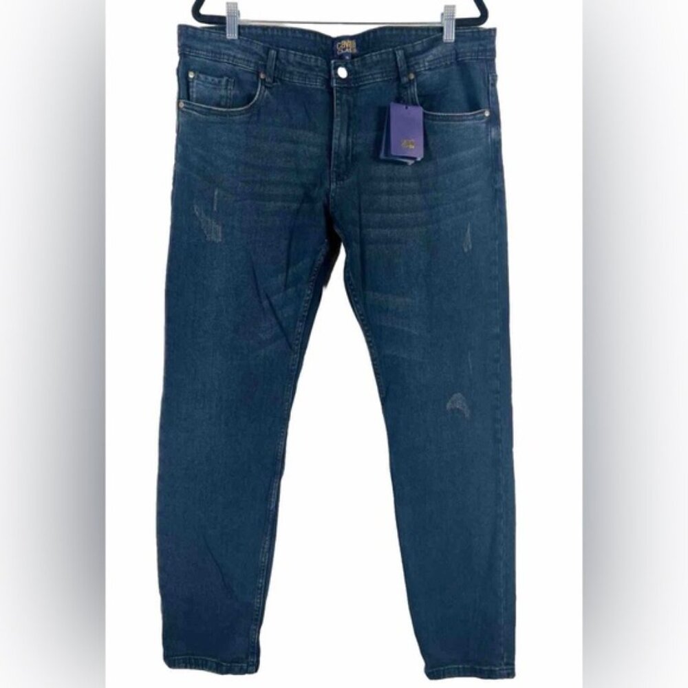 NWT CAVALLI CLASS SLIM STRAIGHT Distressed‎ Jeans OXJ211 DS028 Size 36X30